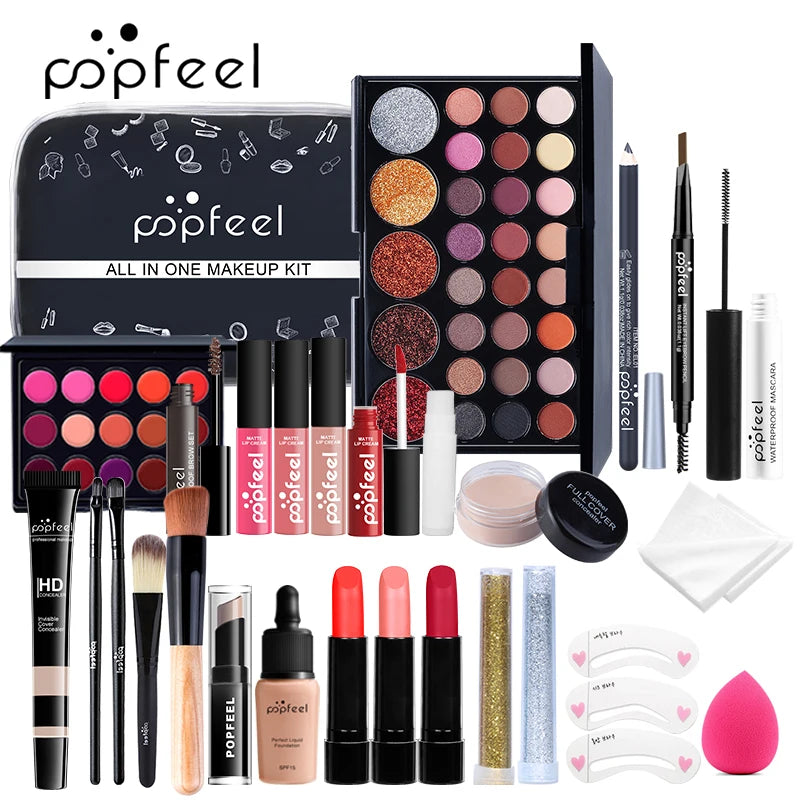 All In One Makeup Kit  for Women Full Kit Set, All in One Makeup Sets Include Eyebrow Eyeliner Eyeshadow