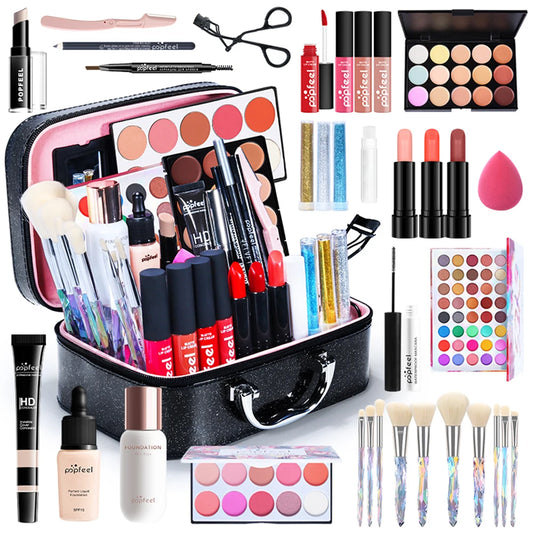 All In One Makeup Kit  for Women Full Kit Set, All in One Makeup Sets Include Eyebrow Eyeliner Eyeshadow