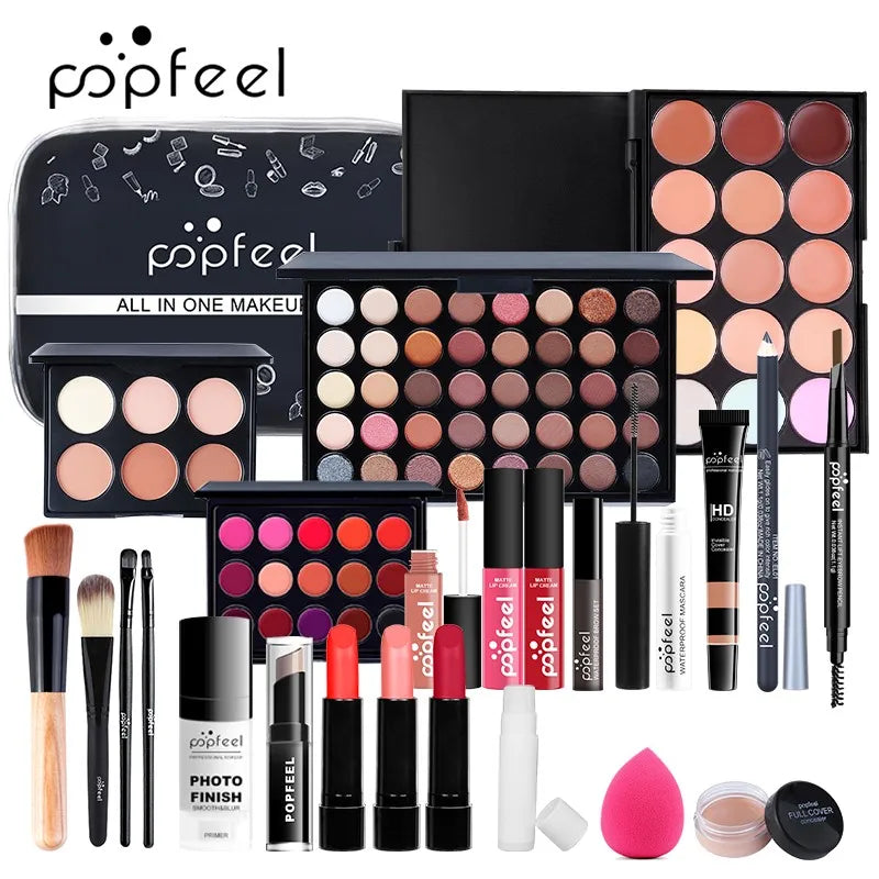 All In One Makeup Kit  for Women Full Kit Set, All in One Makeup Sets Include Eyebrow Eyeliner Eyeshadow